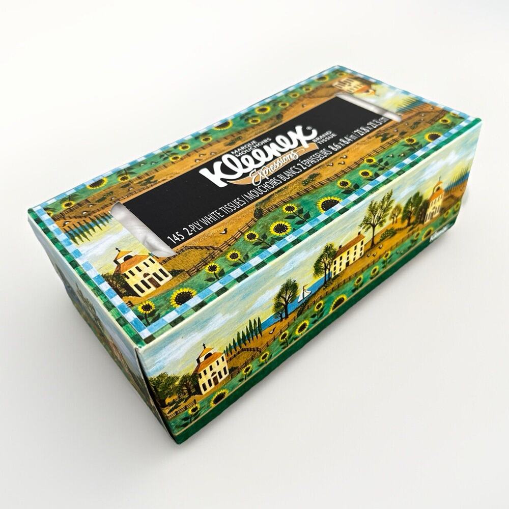 Vintage Kleenex Expressions 2000 Americana Folk Art Facial Tissues 145 Ct 2 Ply